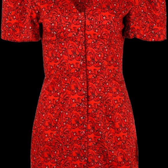LHD Pedra Bonita Red Sloth floral print Dress SZ 2 - Picture 5 of 6